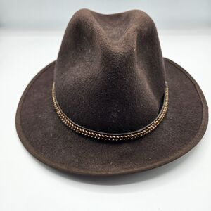 Scala Classico Four Seasons Felt Hat Brown Wool Fedora Size Large Braided Band
